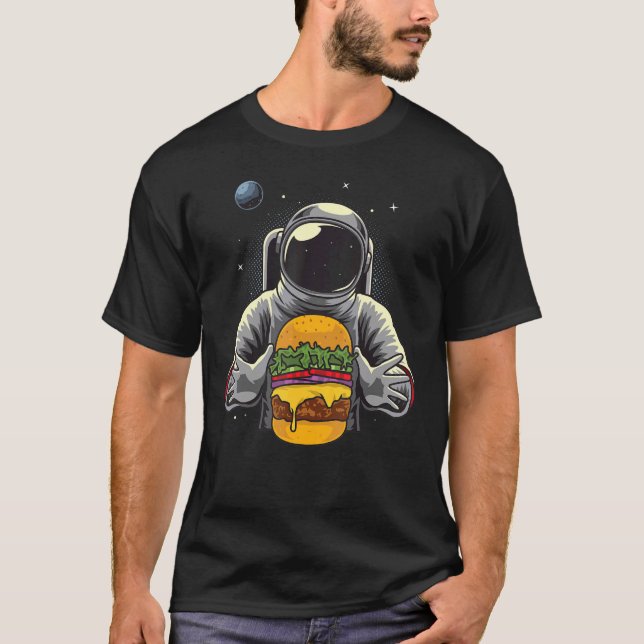 Camiseta Astronauta comiendo Burger en el espacio Hombres H (Anverso)