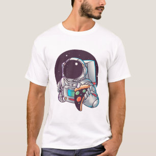 Camiseta Astronauta Comiendo Pizza Planetas