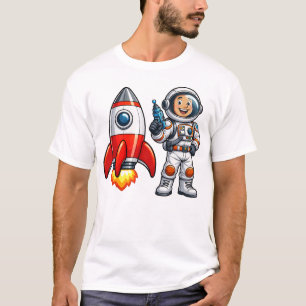 Camiseta Astronauta con Arte Espacial de Dibujos Animados d