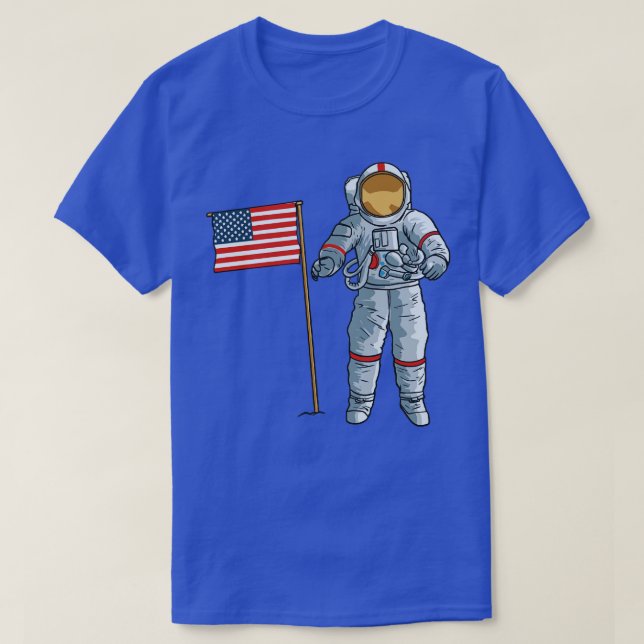 Camiseta Astronauta con bandera estadounidense en la Luna d (Diseño del anverso)