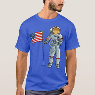 Camiseta Astronauta con bandera estadounidense en la Luna d