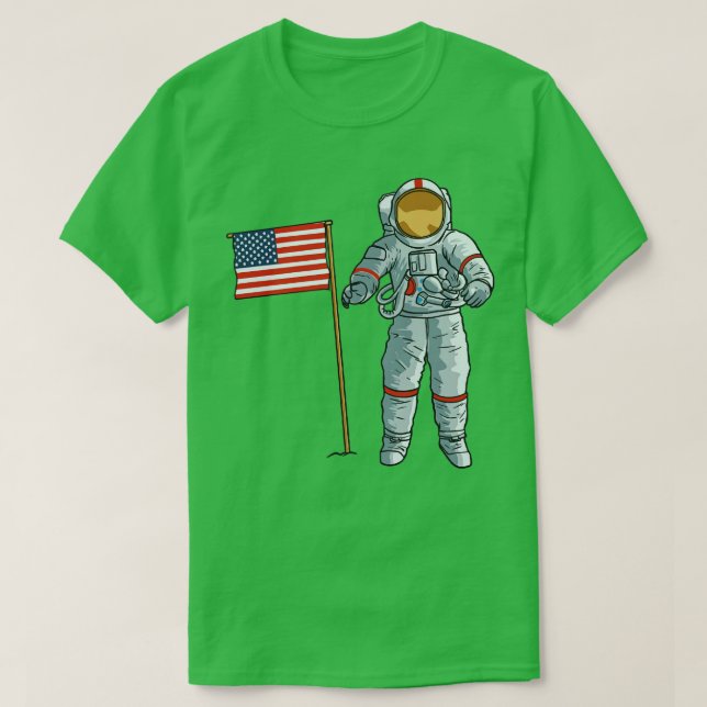 Camiseta Astronauta con bandera estadounidense en la Luna d (Diseño del anverso)