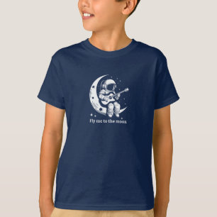 Camiseta Astronauta con guitarra en la luna, cantando una c