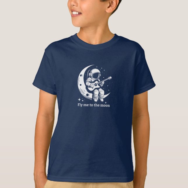 Camiseta Astronauta con guitarra en la luna, cantando una c (Anverso)
