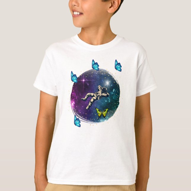 Camiseta astronauta con mariposa (Anverso)