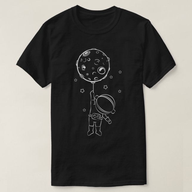Camiseta Astronauta con niños en globo lunar acosan al astr (Diseño del anverso)