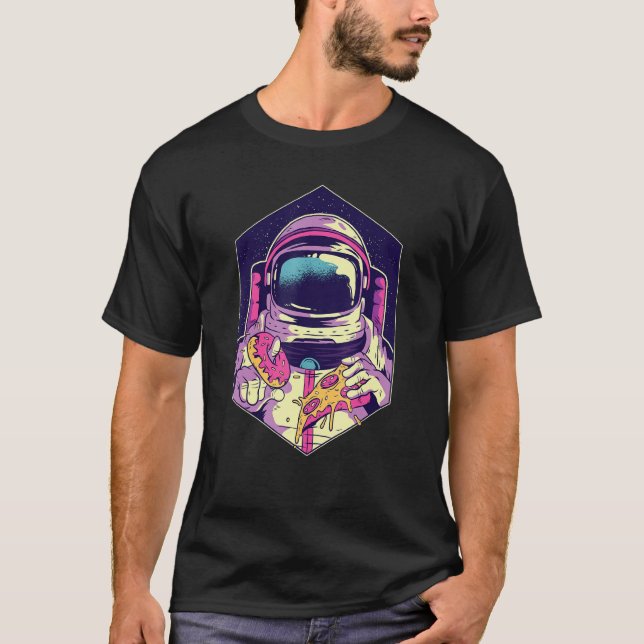 Camiseta Astronauta Con Pizza Y Pizza Donut (Anverso)