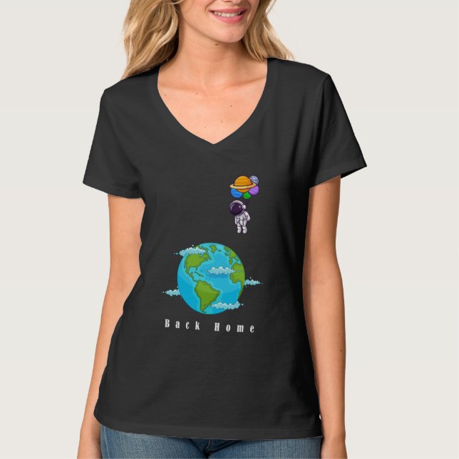Camiseta astronauta con tierra de aterrizaje de globos (Anverso)