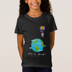 Camiseta astronauta con tierra de aterrizaje de globos