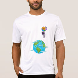 Camiseta astronauta con tierra de aterrizaje de globos