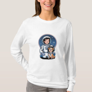 Camiseta Astronauta con un mascota (como un perro con casco