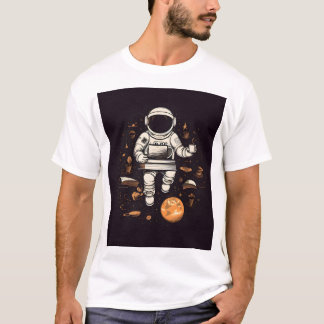 Camiseta Astronauta con una taza de café impresa en una cam