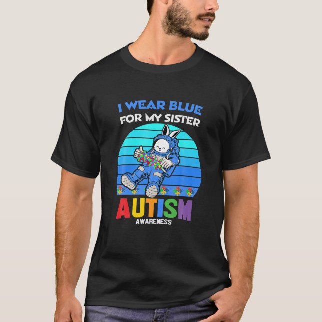 Camiseta Astronauta conejita el autismo que uso azul para m (Anverso)