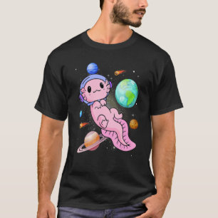 Camiseta Astronauta Cuta Axolotl En El Planeta De Galaxia E