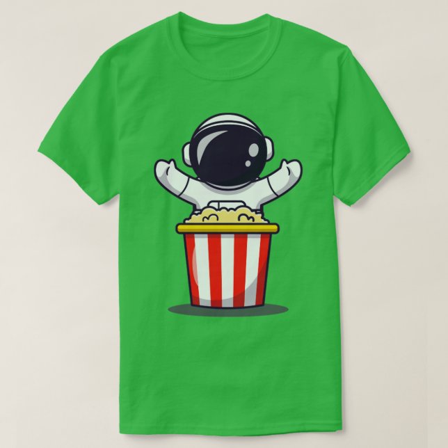 Camiseta Astronauta Cuta Con Popcorn (Diseño del anverso)
