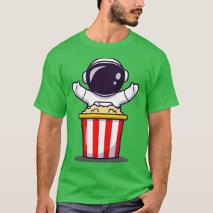 Camiseta Astronauta Cuta Con Popcorn