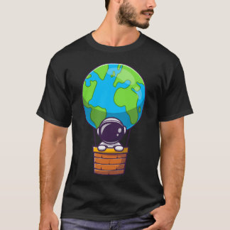 Camiseta Astronauta Cuta En La Tierra De Globos De Aire Cal