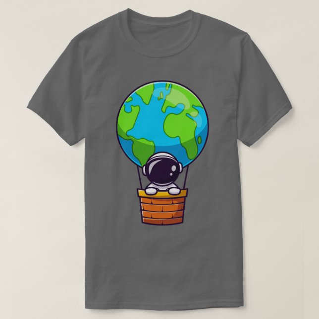 Camiseta Astronauta Cuta En La Tierra De Globos De Aire Cal (Diseño del anverso)