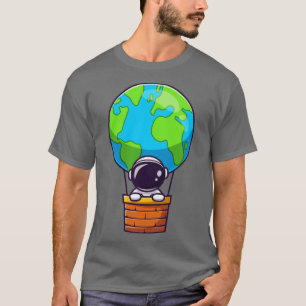 Camiseta Astronauta Cuta En La Tierra De Globos De Aire Cal