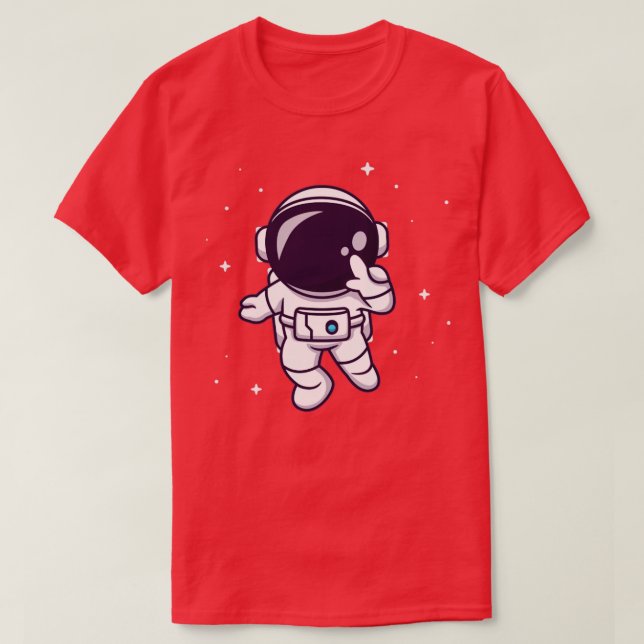 Camiseta Astronauta Cuta Volando En El Personalizado Espaci (Diseño del anverso)