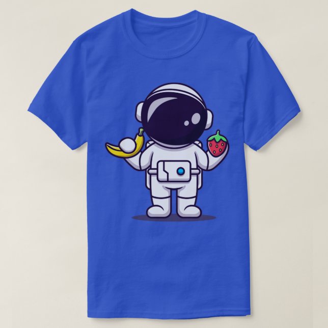 Camiseta Astronauta Cute Aportando Banana Y Cárter De Fresa (Diseño del anverso)