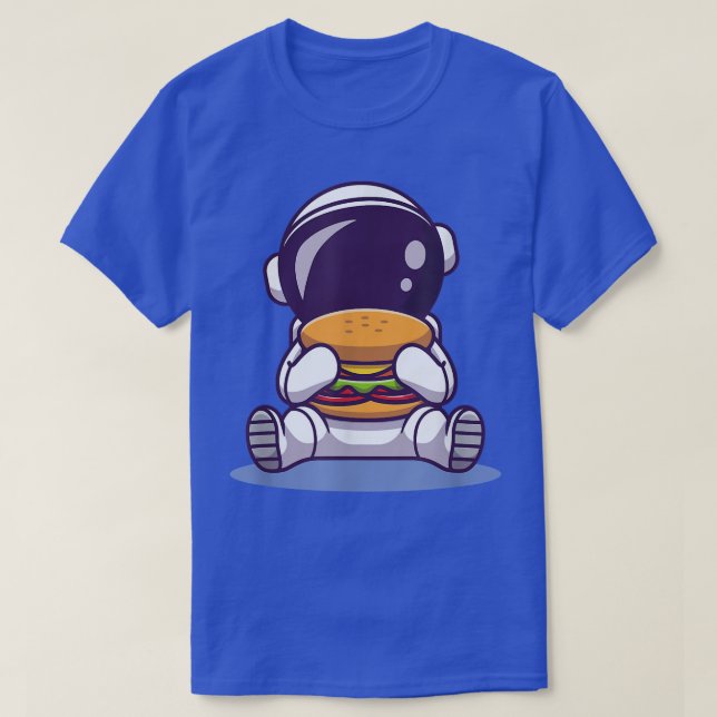 Camiseta Astronauta Cute comiendo hamburguesa Personalizado (Diseño del anverso)