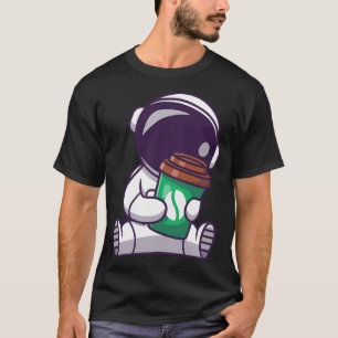 Camiseta Astronauta Cute Holding Café Cup