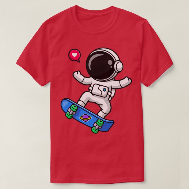 Camiseta Astronauta Cute Jugando Personalizado de skateboar (Diseño del anverso)