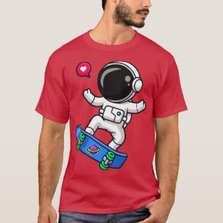 Camiseta Astronauta Cute Jugando Personalizado de skateboar