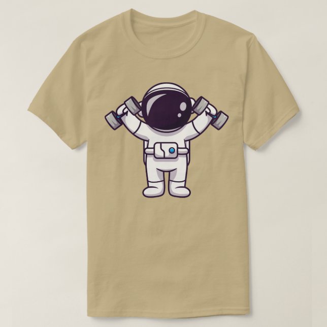 Camiseta Astronauta Cute Lifting Barbell (Diseño del anverso)