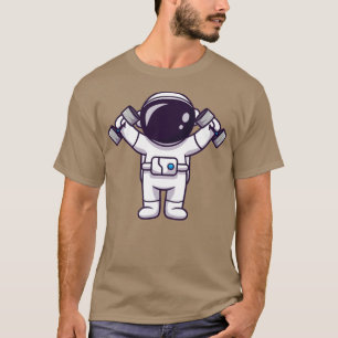 Camiseta Astronauta Cute Lifting Barbell