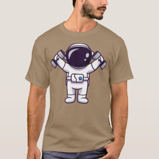 Camiseta Astronauta Cute Lifting Barbell