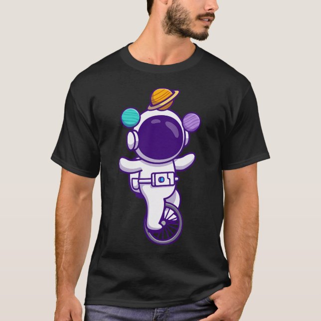 Camiseta Astronauta Cute monta bicicleta (Anverso)