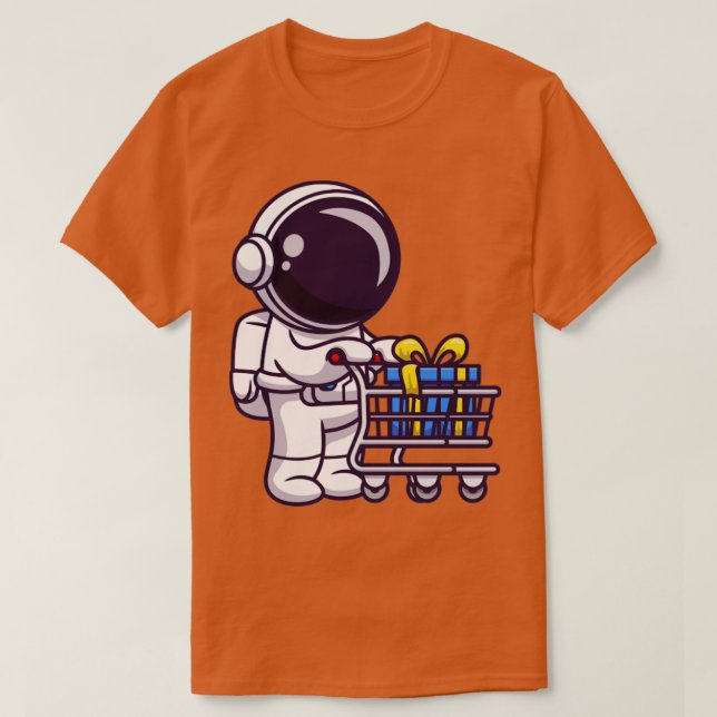 Camiseta Astronauta Cute Push Trolley con Regalo (Diseño del anverso)