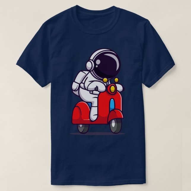 Camiseta Astronauta Cute Riding Scooter (Diseño del anverso)