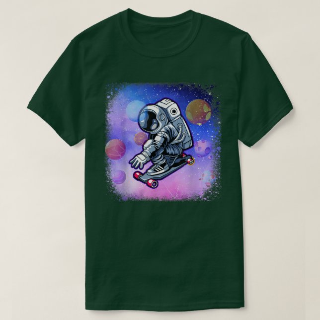 Camiseta Astronauta Cute Skateboarding En Skateboarder Espa (Diseño del anverso)