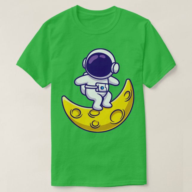 Camiseta Astronauta Cute Surfing On Moon (Diseño del anverso)