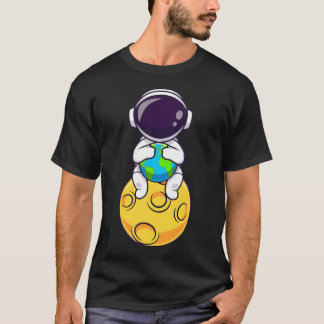 Camiseta Astronauta Cuto Sentado En La Luna Sostengo La Tie