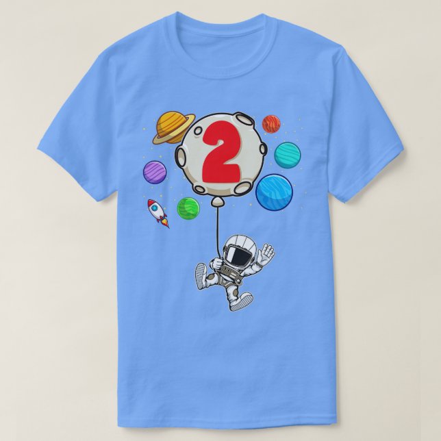 Camiseta Astronauta de 2 años Fiesta de espacio de cumpleañ (Diseño del anverso)