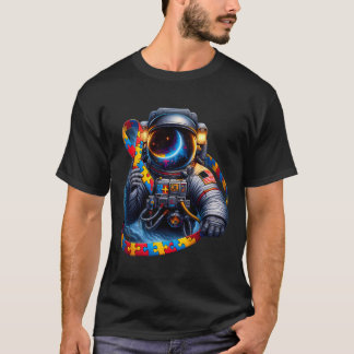 Camiseta Astronauta de autismo Rib de Perro Rojo Amarillo