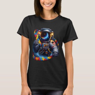 Camiseta Astronauta de autismo Rib de Perro Rojo Amarillo