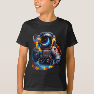 Camiseta Astronauta de autismo Rib de Perro Rojo Amarillo