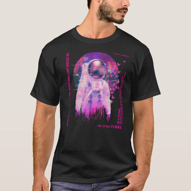 Camiseta Astronauta De Avión Astral Y Gráfico De Mariposa (Anverso)
