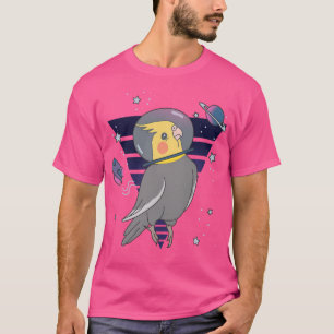 Camiseta Astronauta de Birb espacial Cockatiel Doodle