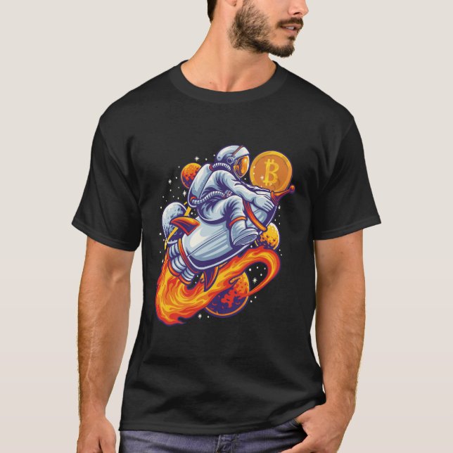 Camiseta Astronauta de Bitcoin a la luna - Cripto de BTC (Anverso)
