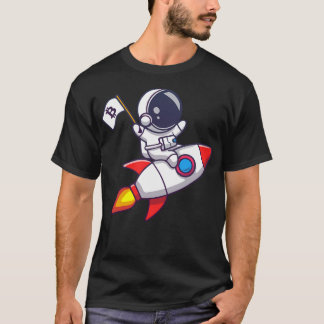 Camiseta Astronauta De Bitcoin Sobre Un Cohete Con Una Band
