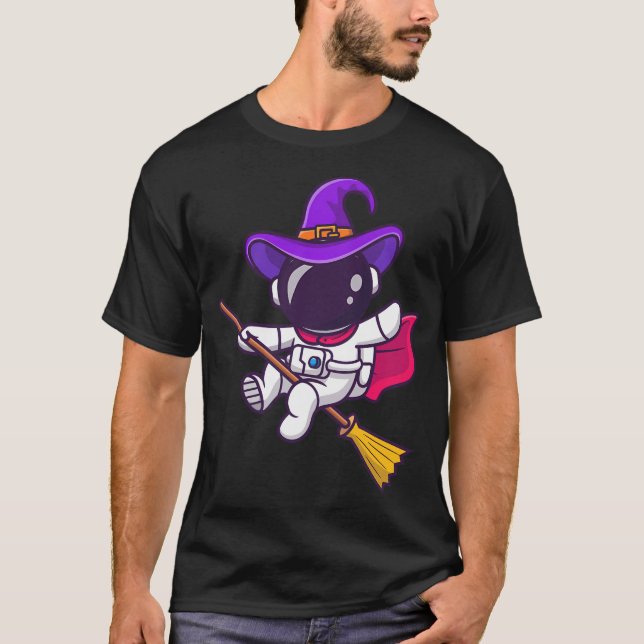 Camiseta Astronauta De Brujas Con Escoba Mágica (Anverso)