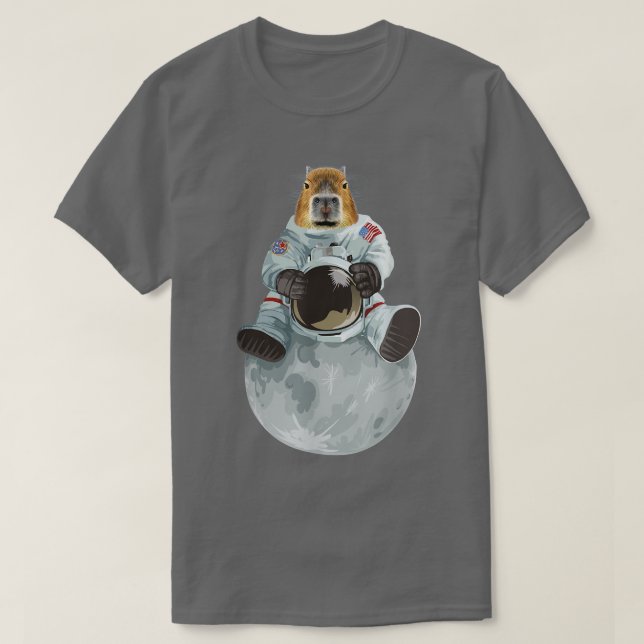 Camiseta Astronauta de Capibara Espacio de luna sentada Sui (Diseño del anverso)
