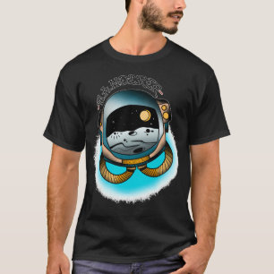 Camiseta Astronauta De Color Y Ciudad De Estilo Tatuaje Tra