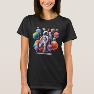 Camiseta Astronauta de conejo de Semana Santa con planetas